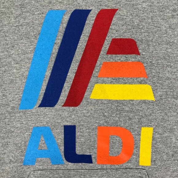 Gildan Aldi Hoodie Adults Large Gray Logo Pullover Sweatshirt Pocket Heavy Blend - Picture 5 of 12